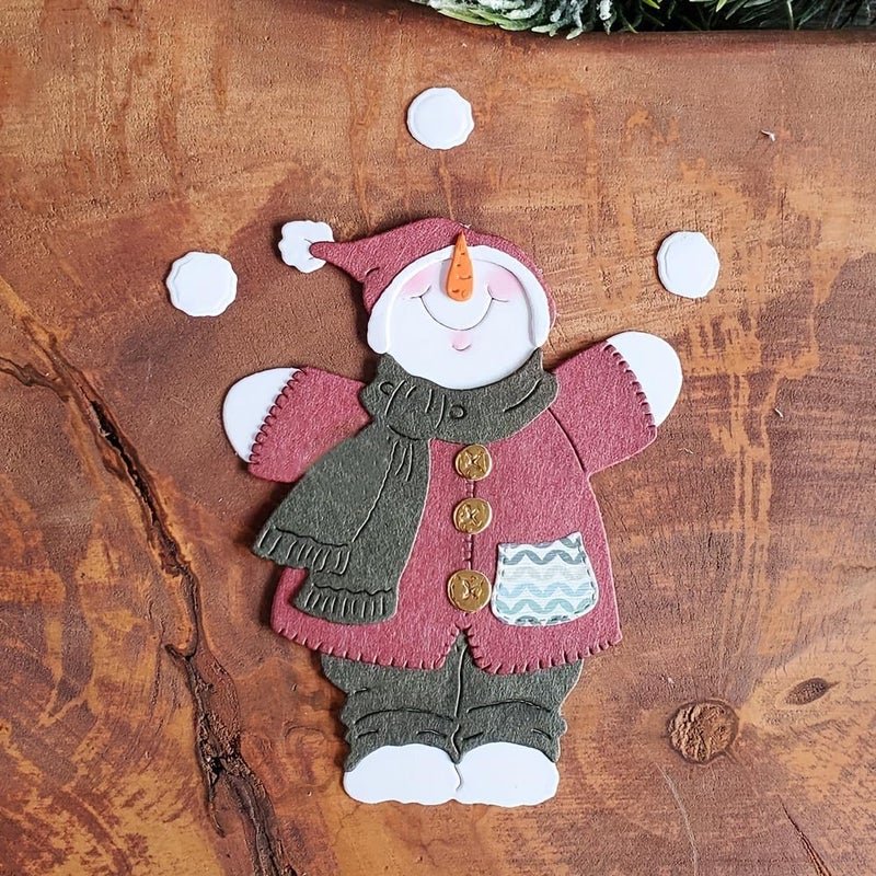 Lapoo Metal Cutting Die for Scrapbooking, 3D Backgrounds Frame New Cutting Dies DIY Album Card Making Decor Paper Metal Die Cuts Party Wedding Decorations (Snowman Throwing Snow 5.2 x 4.5 in) - Image 1